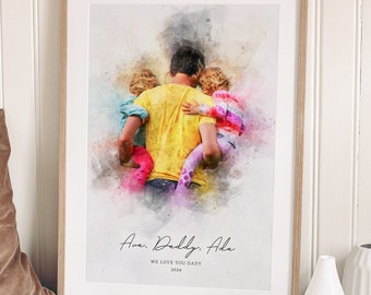 Fathers day gifts, Custom Portrait, Family Portrait, Portrait From Photo, Personalised Painting, First Father’s Day Gift, Gift for Dad