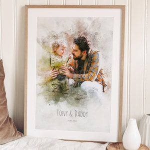 Vatertagsgeschenk, Benutzerdefiniertes Porträt, Familienporträt, Porträt vom Foto, personalisierte Malerei, erstes Vatertagsgeschenk, Geschenk für Papa