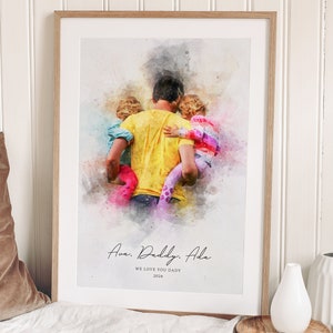Vatertagsgeschenk, Benutzerdefiniertes Porträt, Familienporträt, Porträt vom Foto, personalisierte Malerei, erstes Vatertagsgeschenk, Geschenk für Papa
