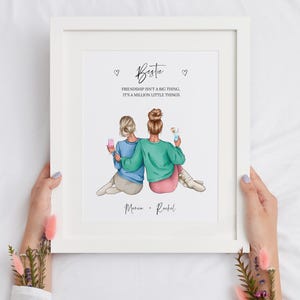 Custom Friend Print, Friend Portrait Illustration, Personalised Best Sister Gift, Picture Gift For Best Friend, Definition Art, CP