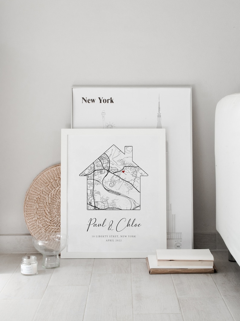 New Home Gift, Personalised Home Print, Housewarming Gift, First Home, New Home Map Print, Moving Gift, Christmas Gift, Custom Poster image 1