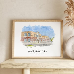 Pintura personalizada escolar, regalos personalizados de graduación de estudiantes a educadores, retrato fotográfico universitario en acuarela, impresión de bocetos universitarios
