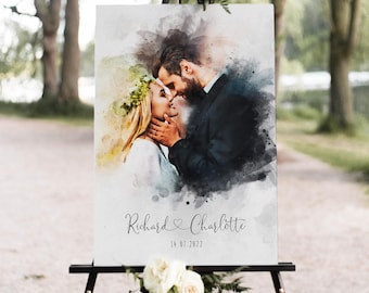 Personalised Wedding Portrait, Painting from Photo, Custom Watercolour Print, Couple Anniversary, Handmade Illustration, Gift Her Him [fbk]