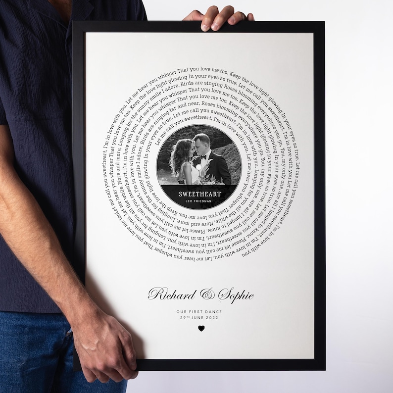 Custom Song Lyrics Print, Our Song Photo Personalised Print, Wedding Gift, Paper Anniversary, Music Wall Art, First Dance, Our Tune image 3