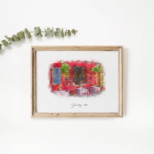 First Date Venue Watercolour Painting, Digital Illustration, Personalised Where We Met Sketch, Valentines Day Couple Gift, Birthday Present image 2