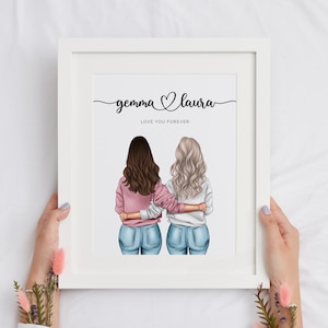 Personalisierte Freundin LGBTQ Print, Galentine's Day Geschenk für Sie, Beste Freunde für immer, Geschenke für Schwestern, lesbisches Paar Mädchen Jahrestag