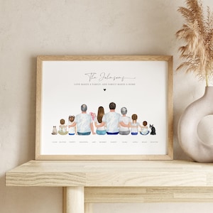 Impresión familiar personalizada, retrato familiar personalizado con mascota, foto familiar, regalo para mamá, regalo para papá, regalo de Navidad, regalos para abuelos, FP1