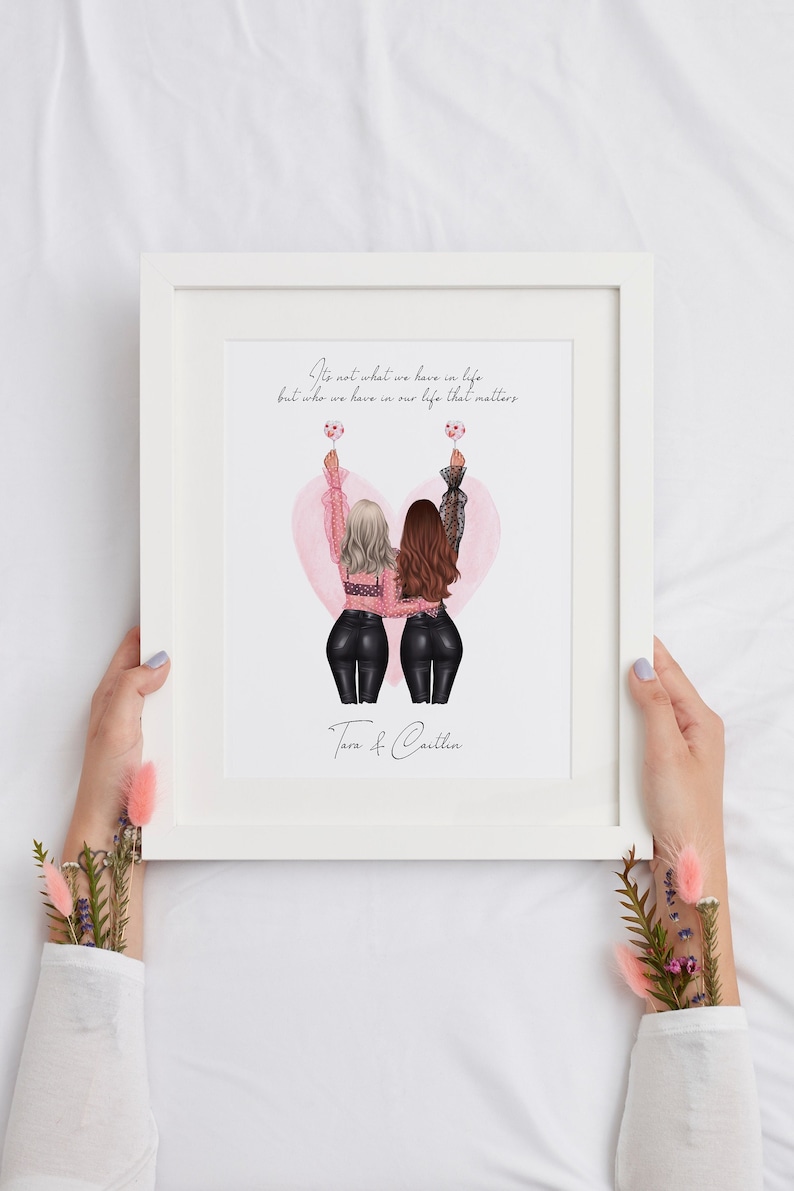 Best Friend Print, Personalised Gift, Friends Present, Bestie, Girls, Custom Quote, Friendship, Sister Gift, Birthday Gift for Her image 1