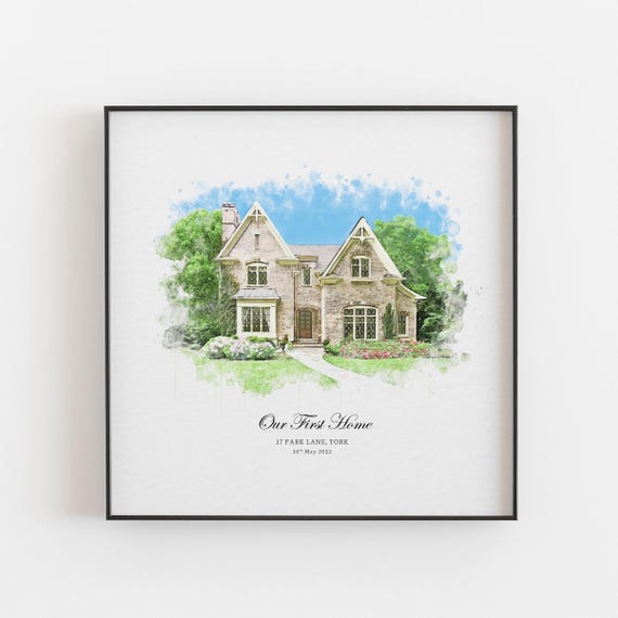 Personalised Watercolour House Portrait, New Home Print Gift, Housewarming Gift, House Sketch, Venue Drawing, Our First Home, Realtor Gift