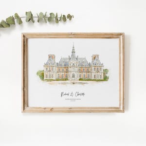 Wedding Venue Print, Wedding Gift, 1st Wedding Anniversary Present, Venue Sketch, Painting from Photo, Personalised Drawing, Couple Gift, V2