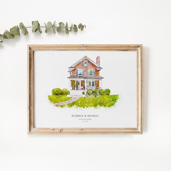 Personalised Watercolour House Portrait, New Home Print Gift, Housewarming Gift, House Sketch, Venue Drawing, Our First Home, Realtor Gift