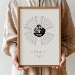 Custom Song Lyrics Print, Our Song Photo Personalised Print, Wedding Gift, Paper Anniversary, Music Wall Art, First Dance, Our Tune image 2