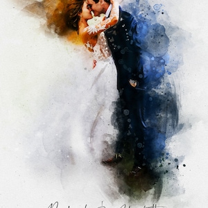 Personalised Wedding Portrait, Painting from Photo, Custom Watercolour Print, Couple Anniversary, Handmade Illustration, Gift for Her Him image 6
