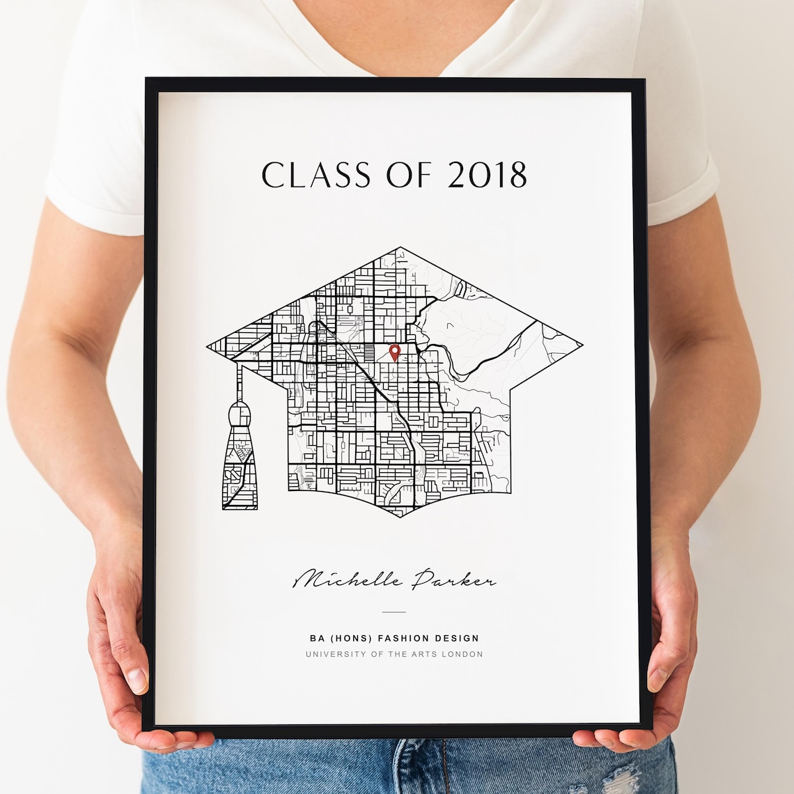Custom Graduation Print, Personalised Map Graduation Gifts, Uni Wall ...