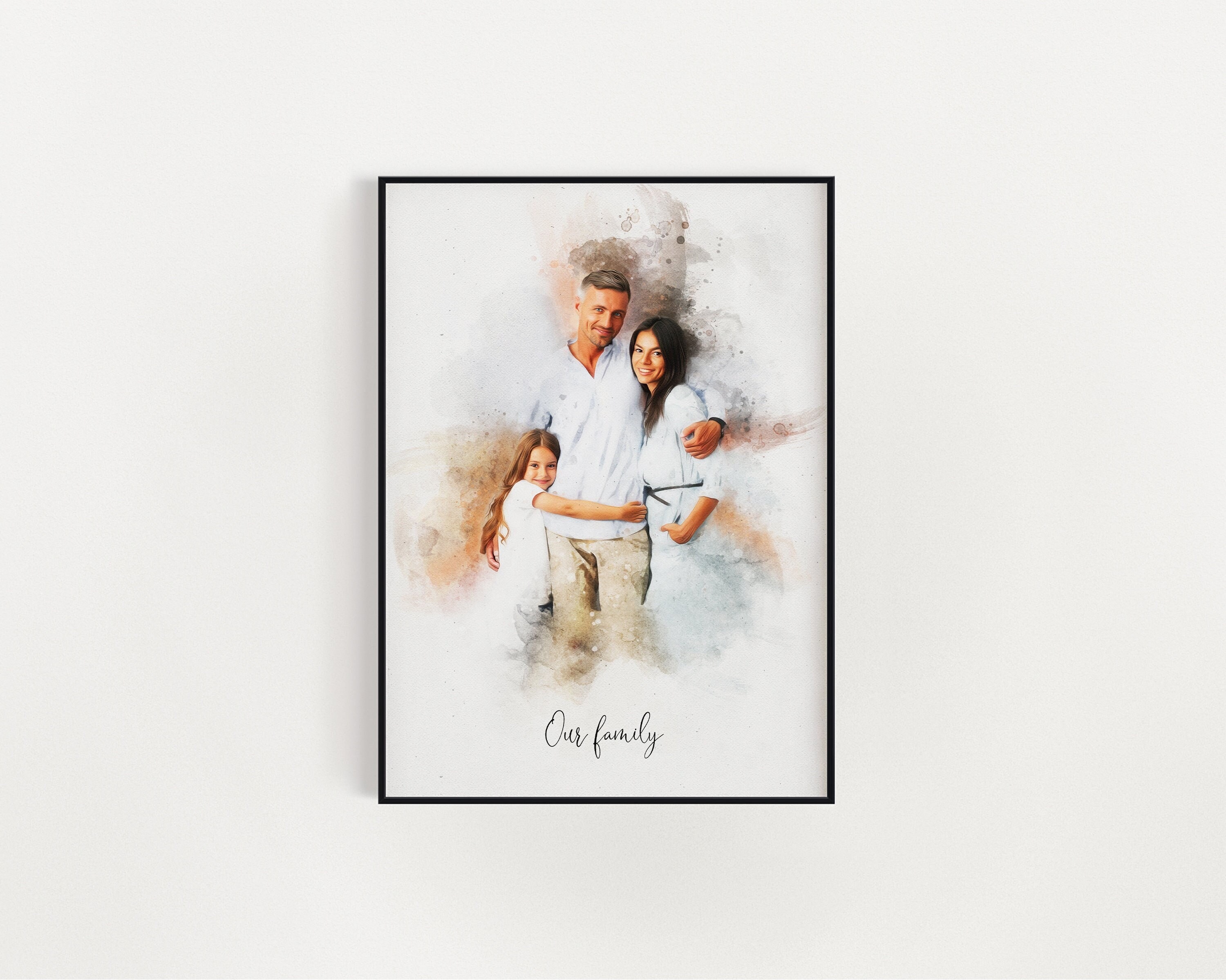 Watercolour Family Portrait, Father's Day Gift, Personalised Painting From Photo, Custom Family Print, Mother's Day Gift, Photo Art