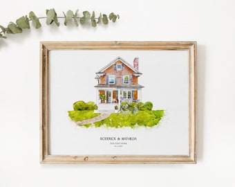 Personalised Watercolour House Portrait, New Home Print Gift, Housewarming Gift, House Sketch, Venue Drawing, Our First Home, Realtor Gift
