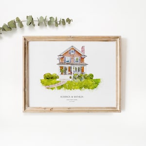 Personalisiertes Aquarell Haus Porträt, neues Zuhause Druck, Einweihungsgeschenk, Haus Skizze, Veranstaltungsort Zeichnung, unser erstes Haus Makler Geschenk, V2