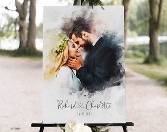 Painting from Photo, Wedding Portrait, Wedding Illustration, Custom Wedding Print, Watercolor Couple Potrait, Anniversary Gift Wife Husband