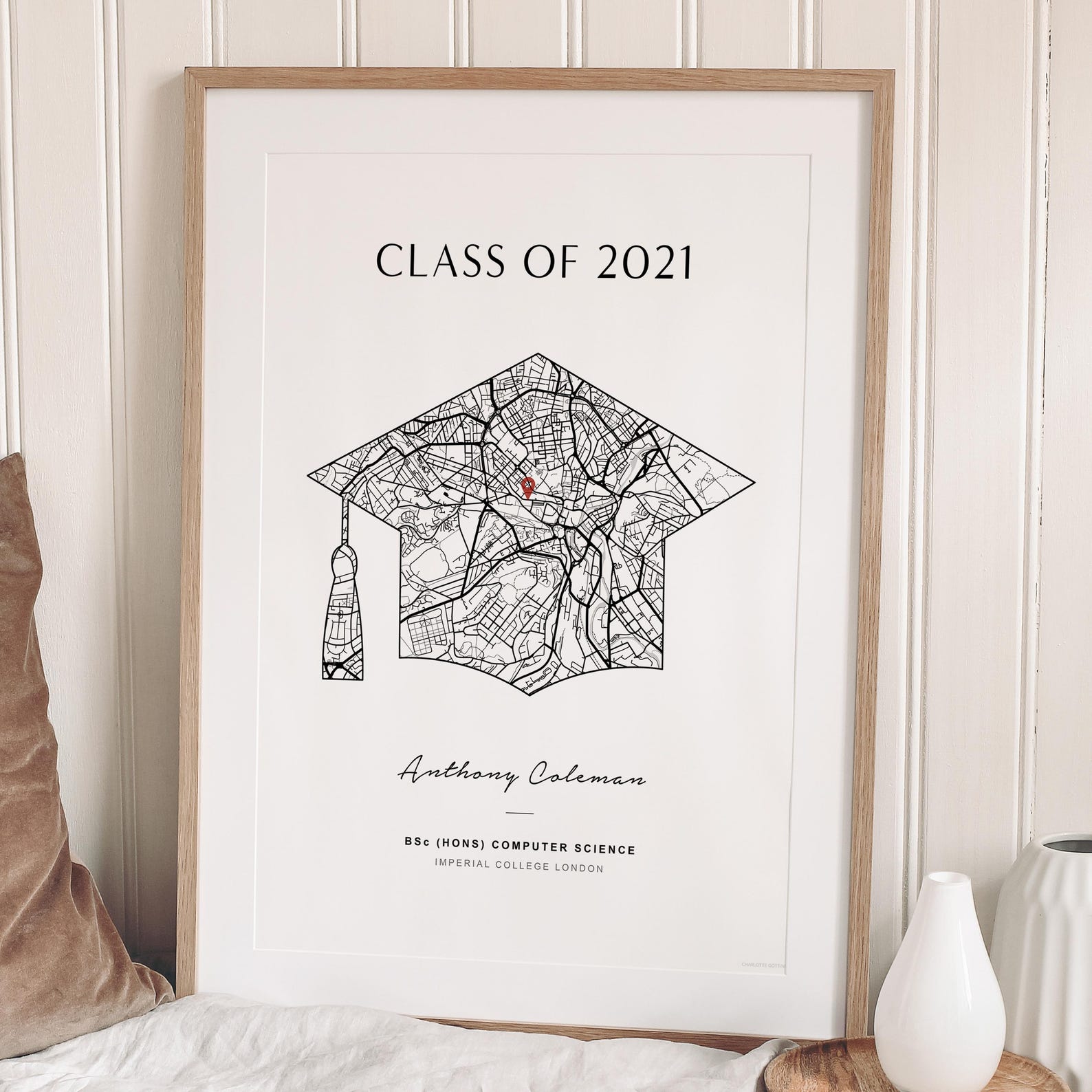 Custom Graduation Print, Personalised Map Graduation Gifts, Uni Wall ...
