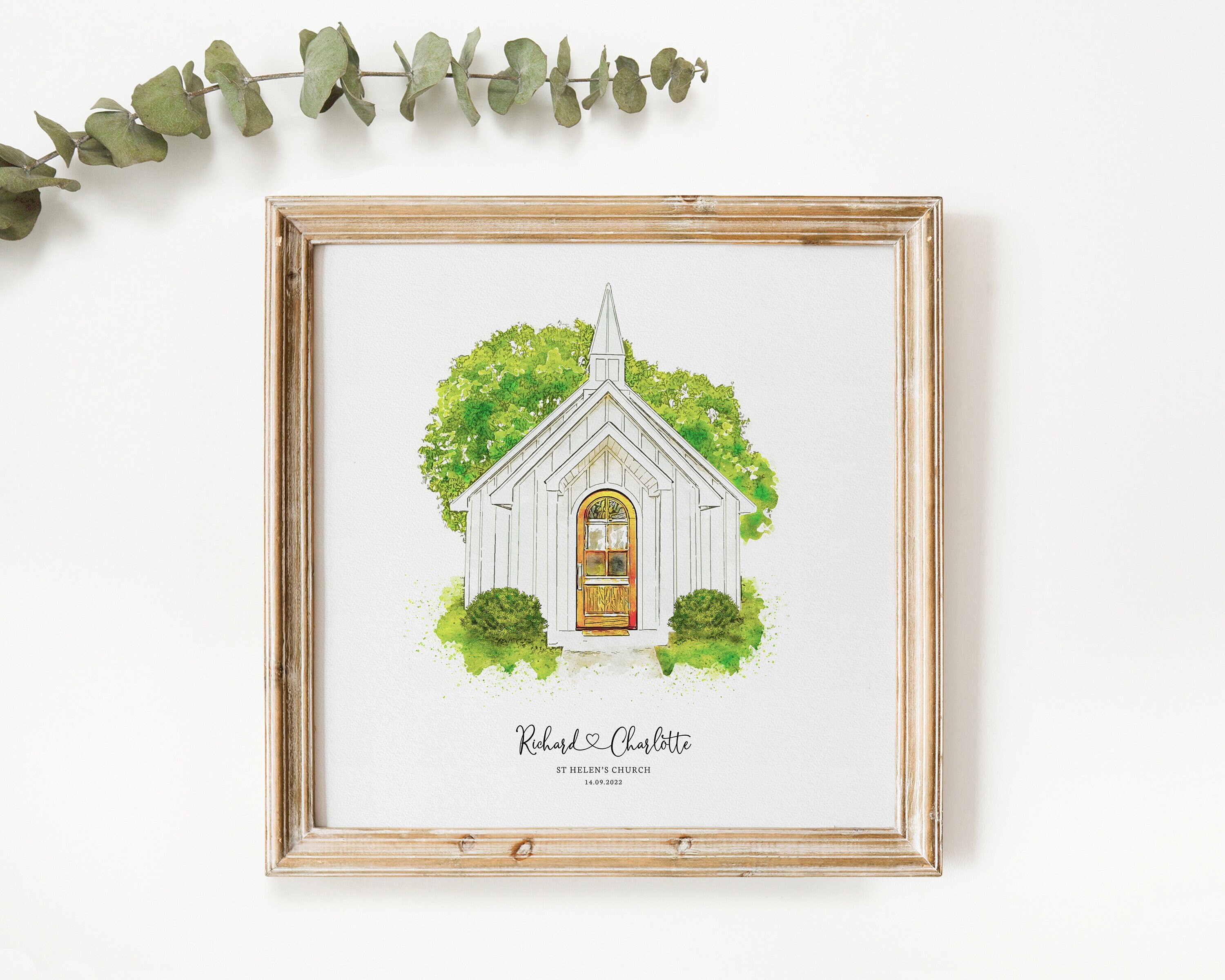 Wedding Venue Print, Chapel Painting, Wedding Gift, Unique Anniversary Present, Church Sketch, Personalised Drawing, Couple Gift, Bespoke
