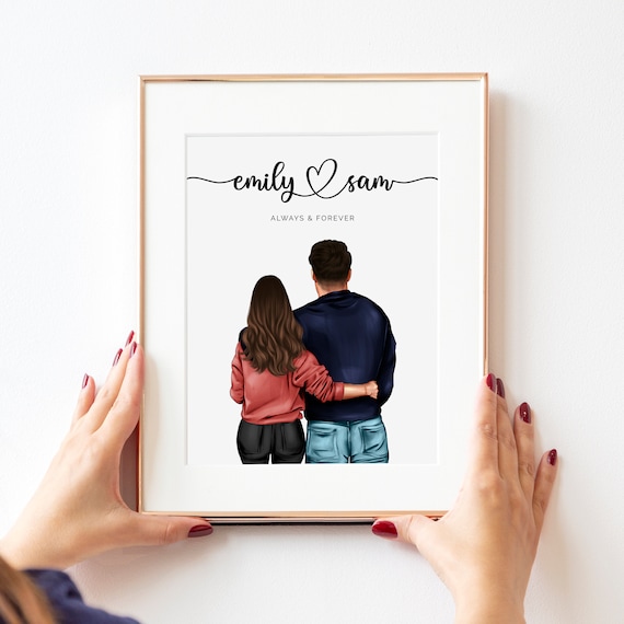 Personalised Couple Print, Couples Gift, Gift for Her, Boyfriend Girlfriend  Print, Customised Couple, Anniversary Gift, Valentine, Christmas 