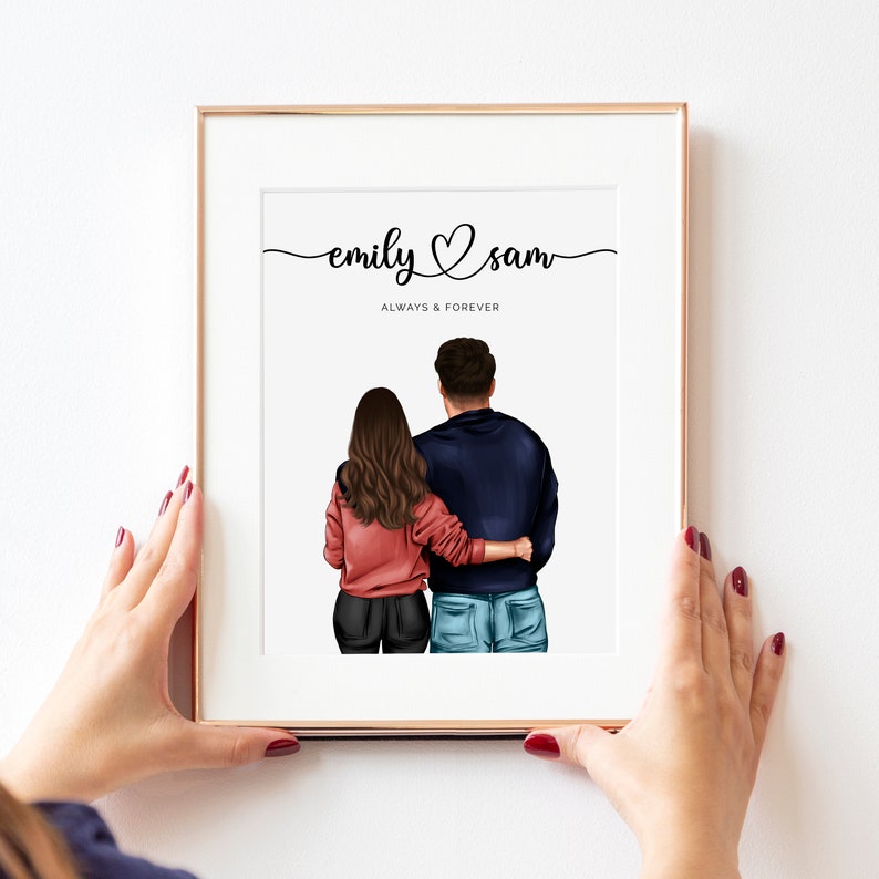 Impresión de pareja personalizada, regalo de parejas, regalo para ella, impresión de novia novio, regalo de aniversario, regalo del día de San Valentín, regalo de Navidad imagen 10