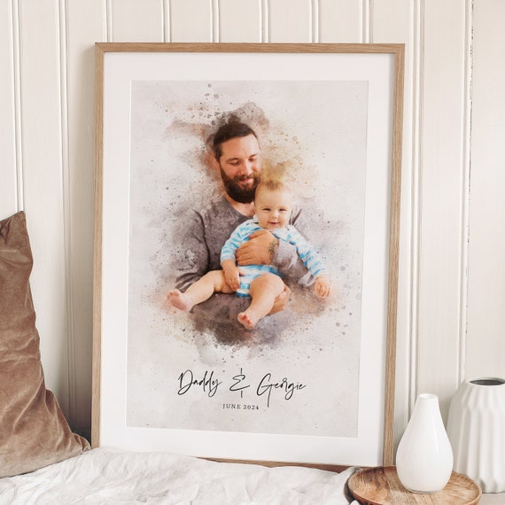 Father's day gifts, Custom Print, Birthday Gift for Dad Grandad, Painting from Photo, Portrait Watercolor, Gift for Him, Custom Dad Print