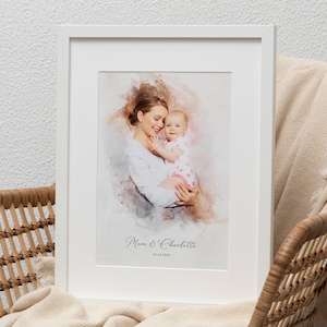 Personalised Mothers Day Portrait, Mothers Day Print, Gift for Mum, Mother and Daughter, Christmas gift Mum, Birthday Gift For Mum, Nanny