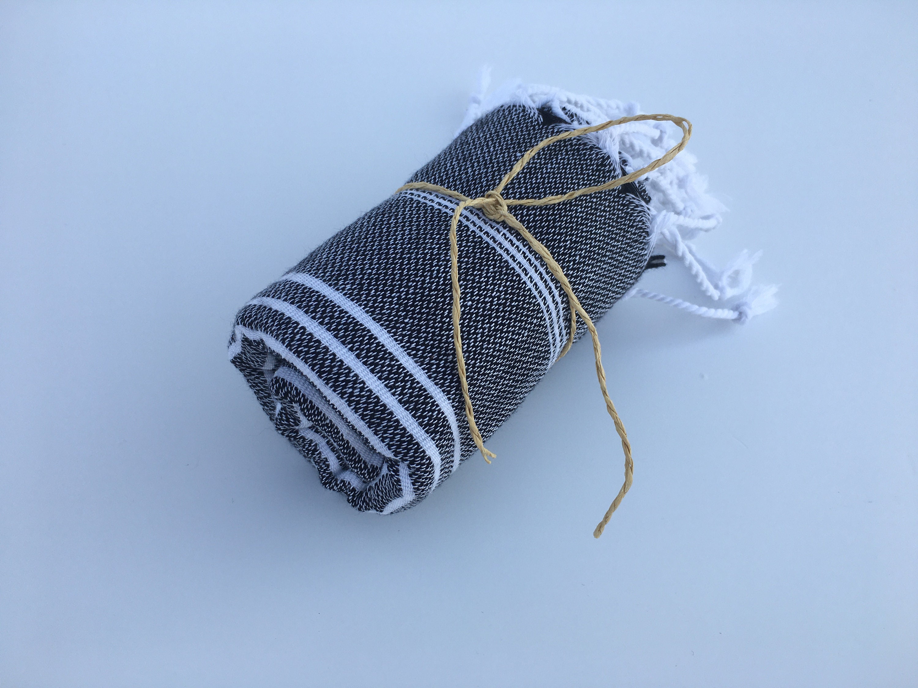 Cotton Small Black Towel Turkish Hand Towel Striped Towel Etsy