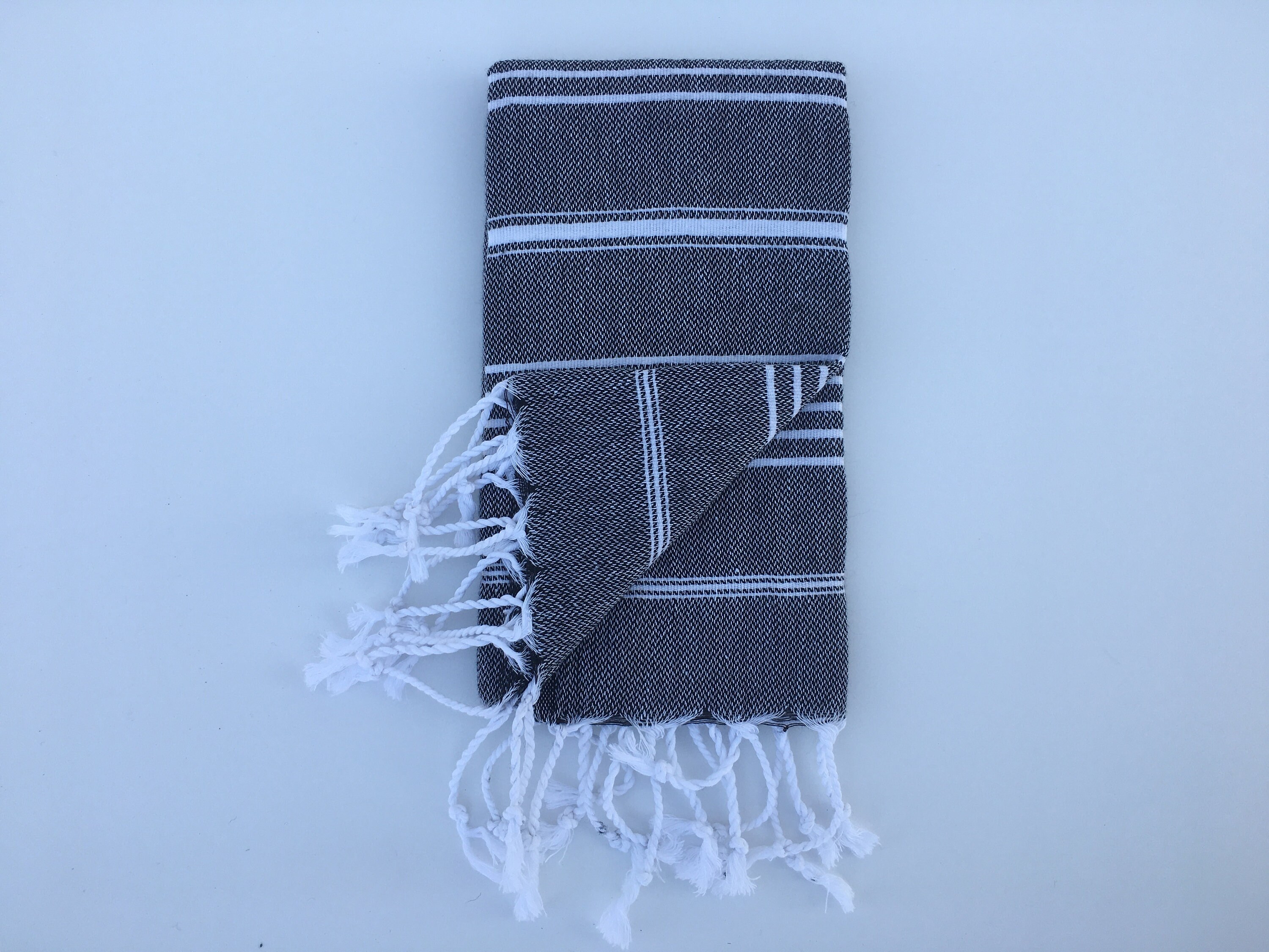 Cotton Small Black Towel Turkish Hand Towel Striped Towel Etsy
