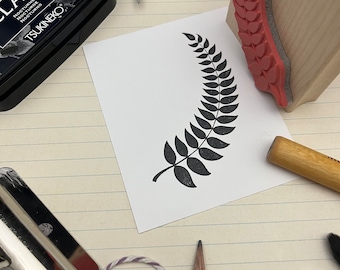Right Bending Fern Rubber Stamp