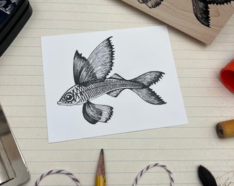 Big Beta Fish Rubber Stamp for all Sorts of Crafts like Journaling, Scrapbooking, Collage, Card Making and Much More!