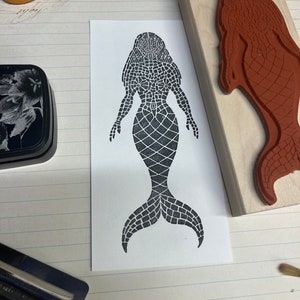 Jeweled Mermaid Rubber Stamp for all Sorts of Crafts like Journaling, Scrapbooking, Collage, Card Making and Much More!