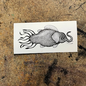 Sello de goma de elefante, pez y calamar para todo tipo de manualidades, como diarios, álbumes de recortes, collages, creación de tarjetas y mucho más.