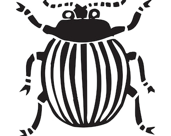 Striped Beetle Rubber Stamp For Art Journals or Cardmaking