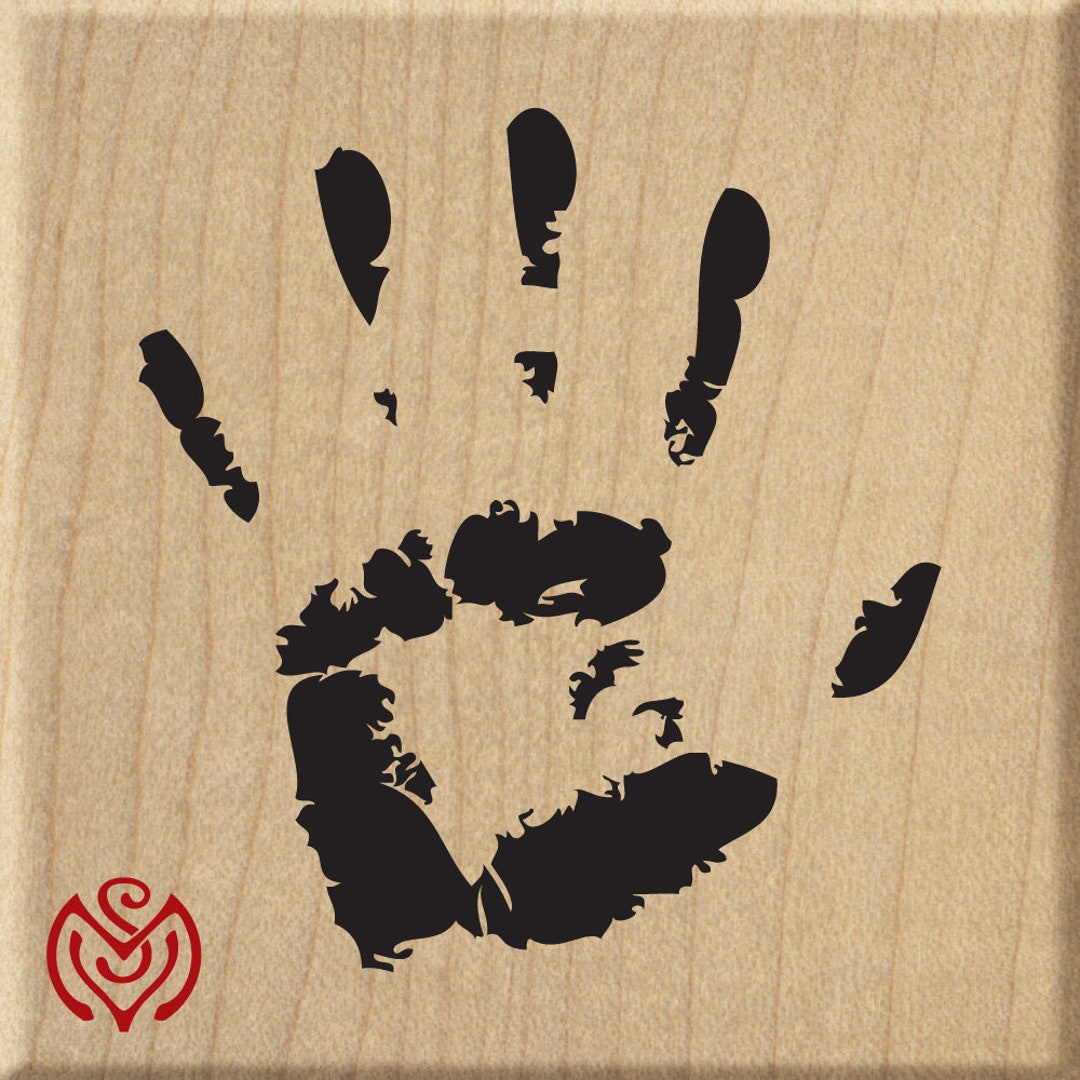 Left Hand Rint Left Hand Print Rubber Stamp for Scrapbooking, Journal Entries, Card ...
