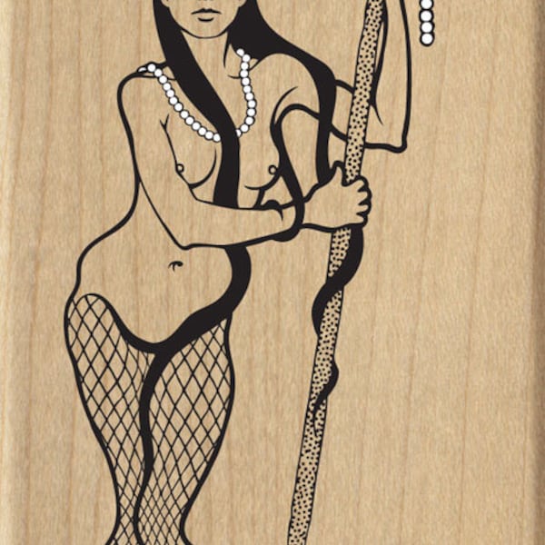 Mermaid With Trident Rubber Stamp By Meer Image for all Sorts of Crafts like Journaling, Scrapbooking, Collage, Card Making and Much More!