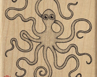 Octopus rubber Stamp for all Sorts of Crafts like Journaling, Scrapbooking, Collage, Card Making and Much More!