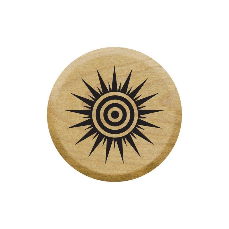 Impression Sun Rubber Stamp - 1.5x1.5 Inch Handmade Wood Block Stamp