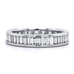 Full Eternity 1.90 CT Baguette Cut Diamond Wedding Band, Engagement Ring, Stackable Band, Eternity Ring In Platinum