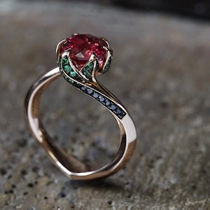 Lab ruby ring July birthstone round cut bezel setting ring sterling silver solitaire engagement ring for women Sterling Silver Ruby Ring,
