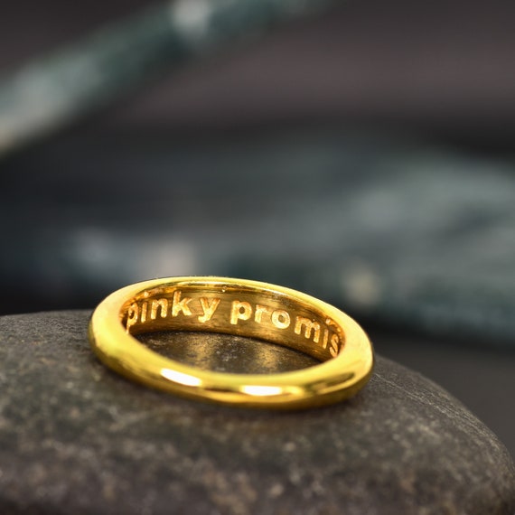 Charming 14k Solid Yellow Gold Pinky Promise Ring Symbolic and