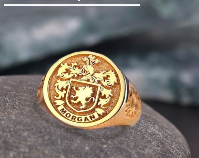 Family Crest Ring, Coat of Arms Ring for Personalized Jewelry, Personalized Gold Signet Ring Custom Engraved Ring, Bridesmaid Gift, Gift For
