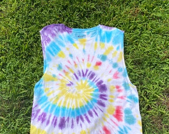Ręcznie wykonany damski narzutka plażowa tie-dye // Narzutka tie-dye // Wir tie-dye // Narzutka na kostium kąpielowy // Oversize tie-dye // Jaskrawy tie-dye
