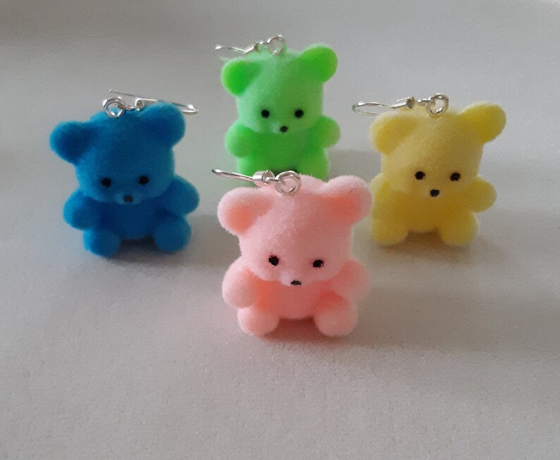 Fuzzy Teddy Bear Earrings Etsy