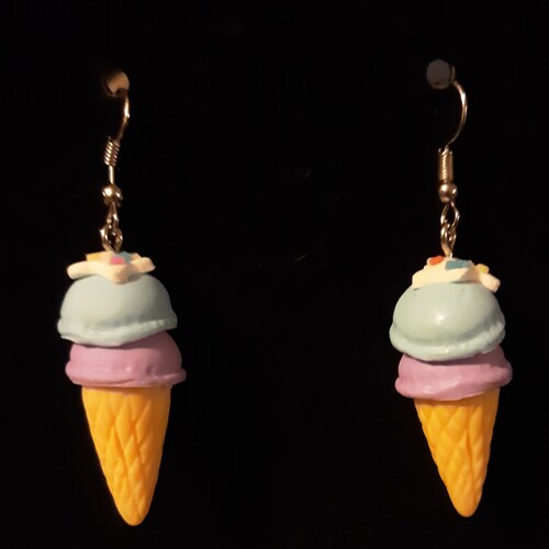 Strawberry Ice Cream Earrings Miniature Polymer Clay Food Etsy