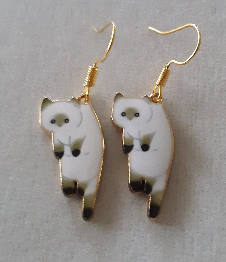 Dangling Cat Earrings Etsy