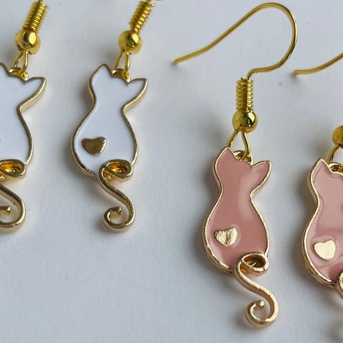Cat Earrings Etsy