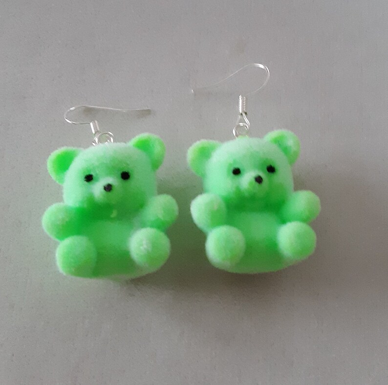 Fuzzy Teddy Bear Earrings Etsy