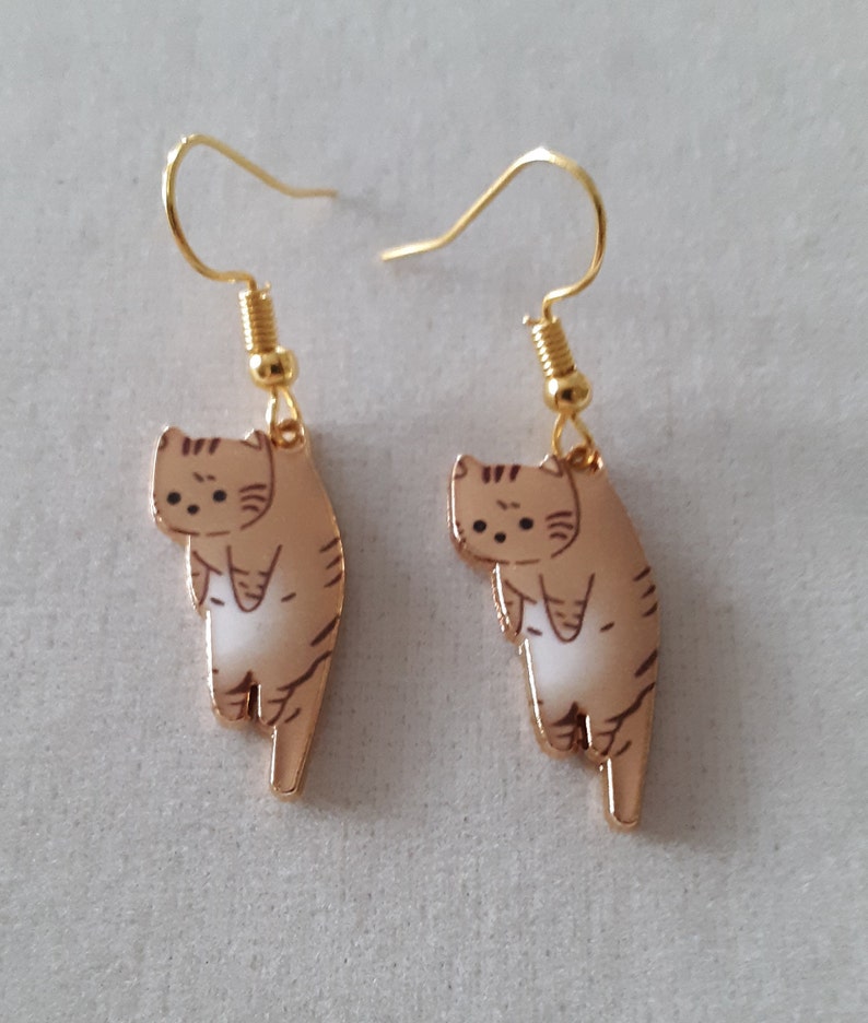 Dangling Cat Earrings Etsy